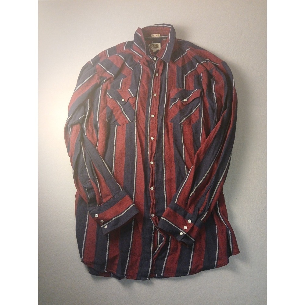 Vintage Ely Cattleman Pearl Snap Striped Long Sleeve Shirt Mens Size XLGTL!!